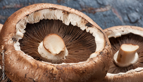 Macro shot of a Portabella mushroom.
