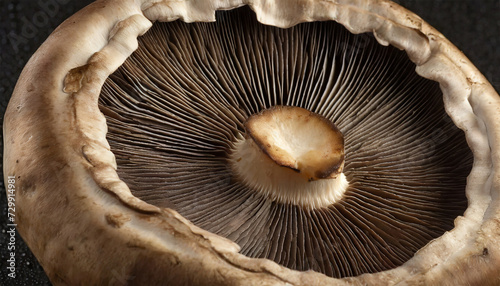 Macro shot of a Portabella mushroom. photo