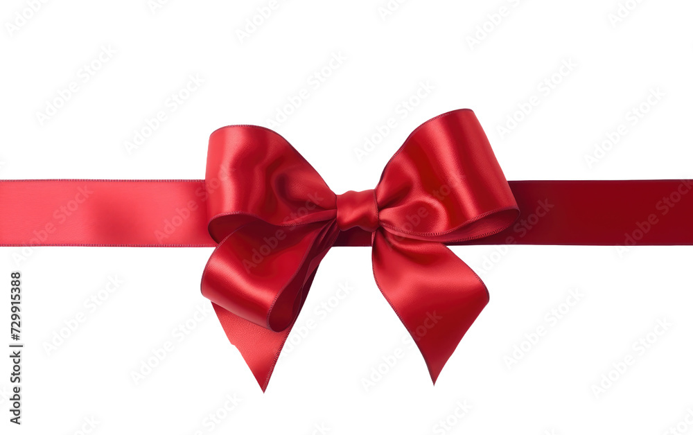 Fototapeta premium A Red Ribbon, Embellishing Gifts with the Richness of Ruby Hue on a White or Clear Surface PNG Transparent Background.