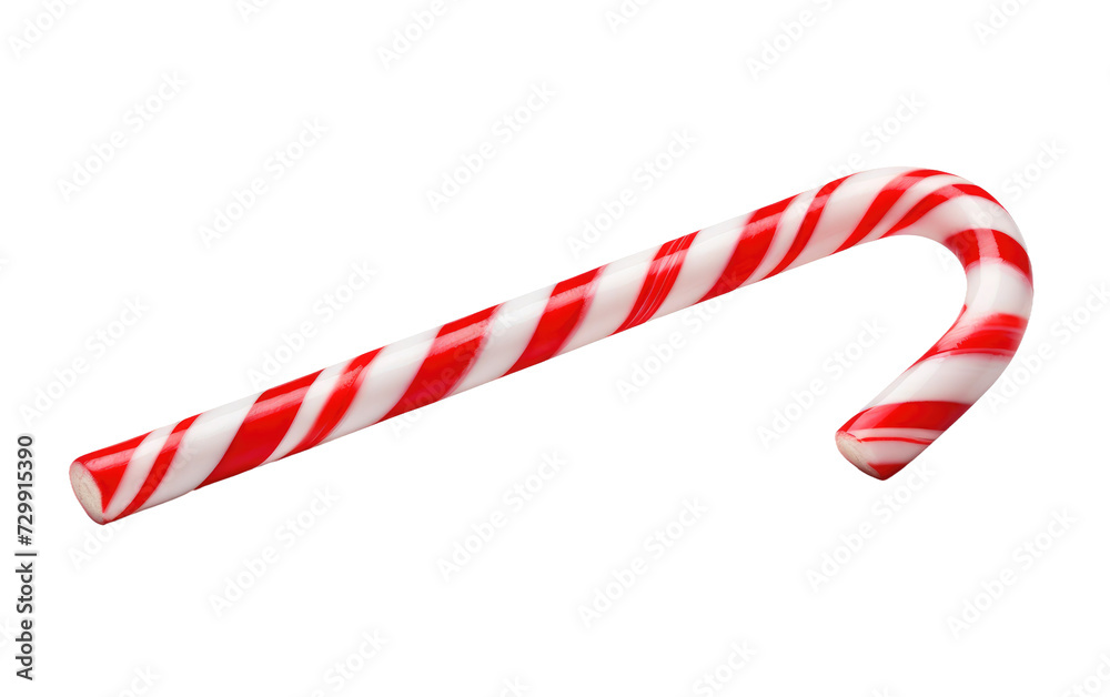 Obraz premium A Candy Cane, Spreading Merry Minty Goodness Throughout the Holiday Season on a White or Clear Surface PNG Transparent Background.