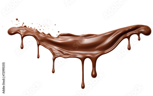 A Chocolate Dripping Flow, Forming a Rivulet of Decadent Bliss on a White or Clear Surface PNG Transparent Background.