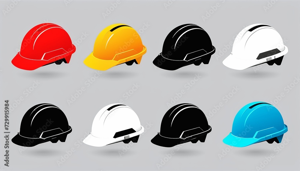 Construction Helmet Icon in Three Styles: Color, Black and White, Outline Construction Helmet Icon in Three Styles: Color, Black and White, Outline