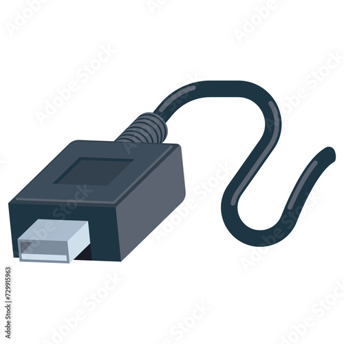 Usb cable for phones vector cartoon illustration isolated on a white background.