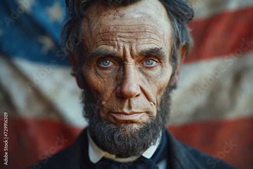 Abraham Lincoln's Eerie Blue Eyes Generative AI photo