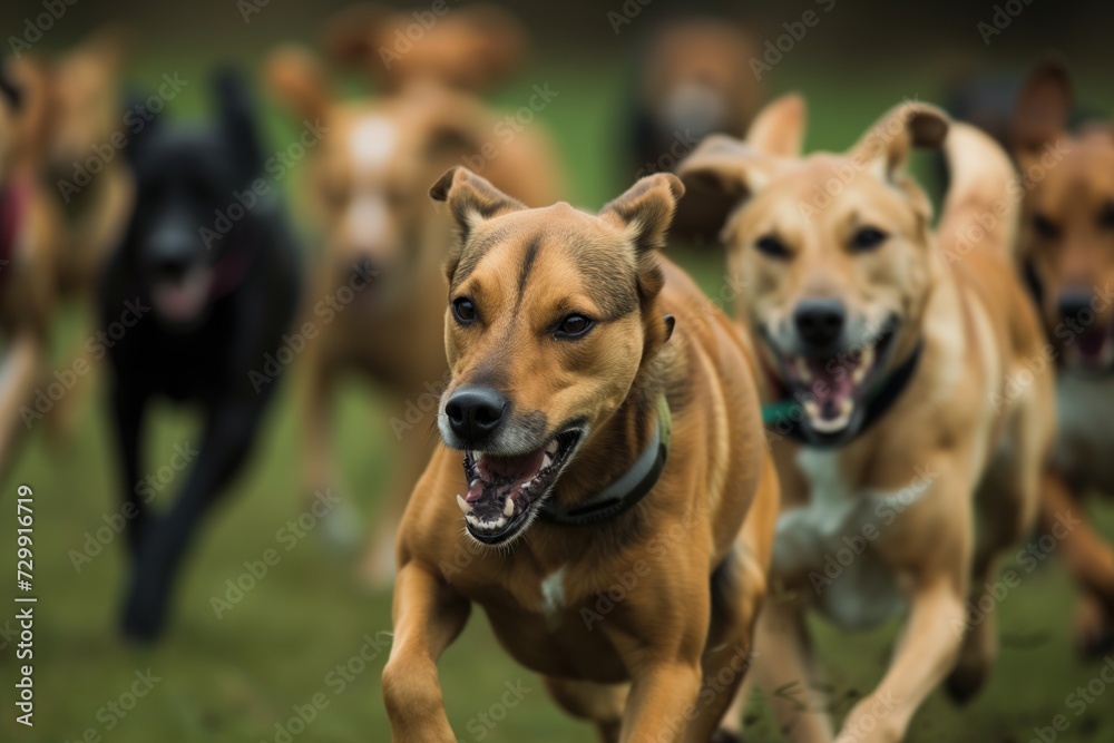 frontal view of dogs focused expressions during the race frontal view of dogs focused expressions during the race