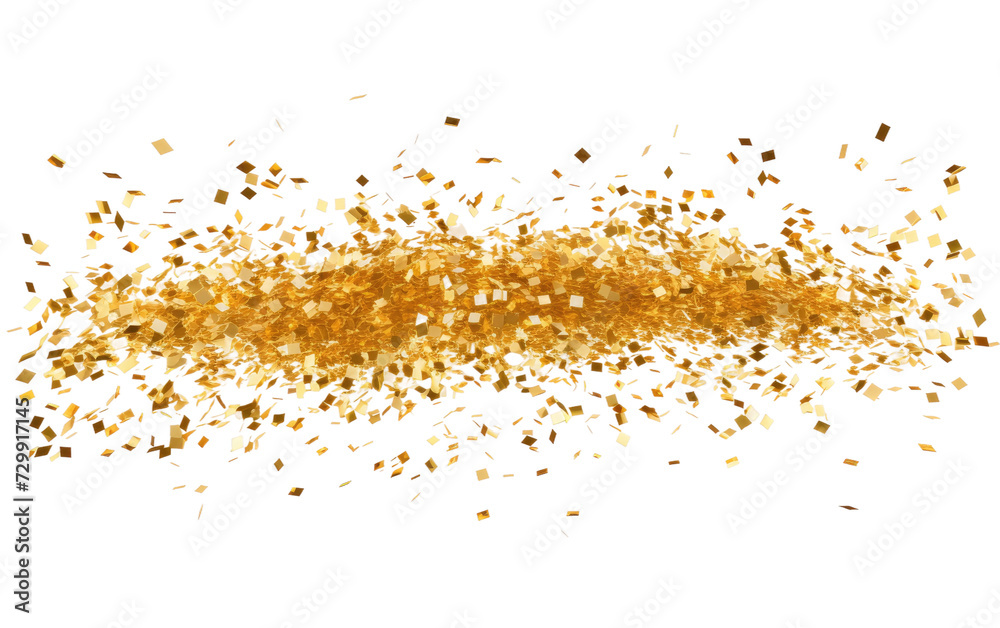 Gold Confetti Descending, A Heavenly Display of Glittering Celebration on a White or Clear Surface PNG Transparent Background.