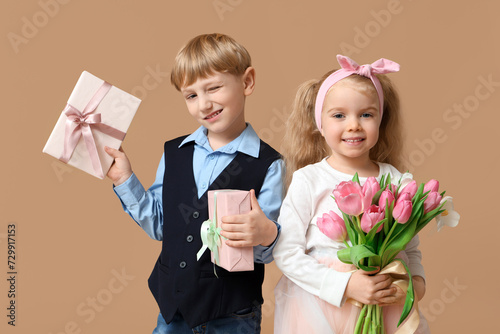 Cute little children with b...