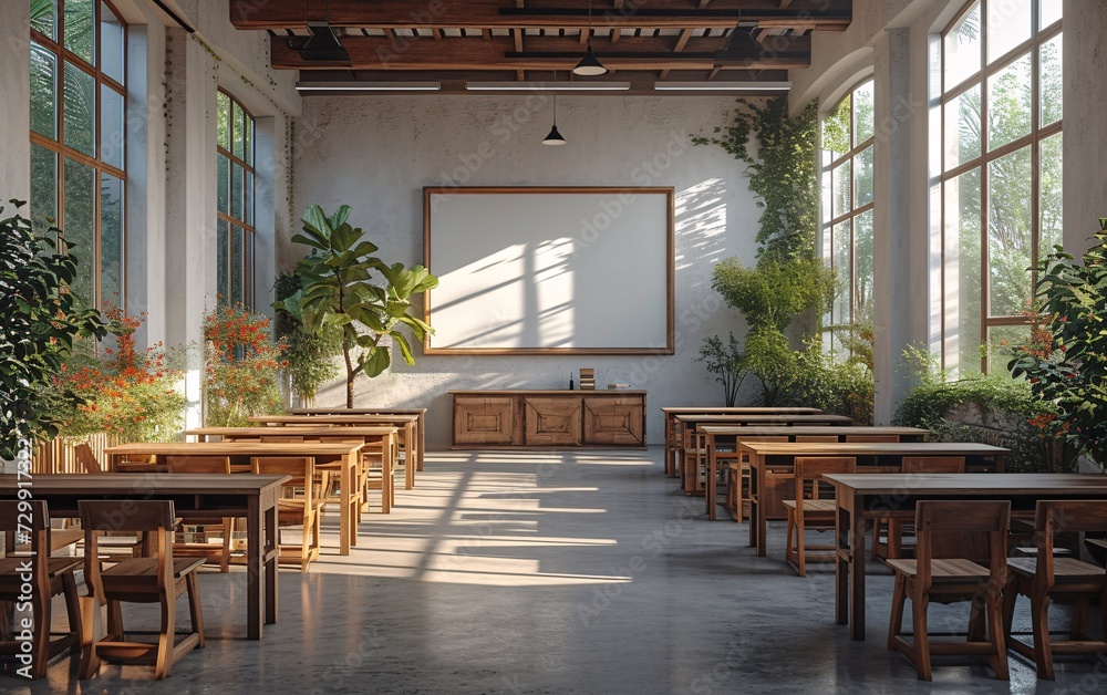 Modern Classroom A Blend of Nature and Technology Generative AI Modern Classroom A Blend of Nature and Technology Generative AI