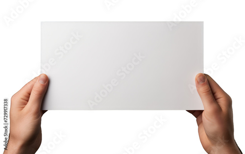 Hands Holding White Paper, Inviting Calmness Before the Storm of Creativity on a White or Clear Surface PNG Transparent Background. photo