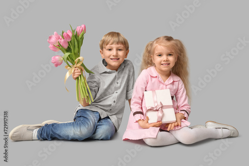Cute little children with b...