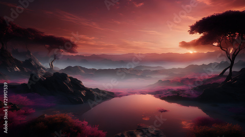 Explore an ethereal horizon with this abstract background. The Kodak 400 color palette and cinematic bright lighting converge to create an ultra-realistic dreamscape  transporting viewers to a world  