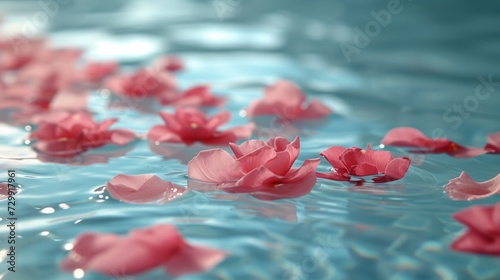 Floating petals on rippling water, representing relaxation and rejuvenation