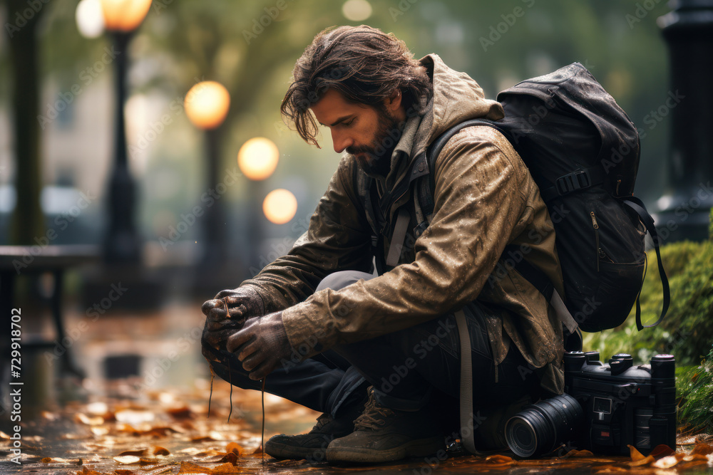 A photographer capturing a candid moment, representing the artistry and storytelling in the field of photography. Generative Ai. A photographer capturing a candid moment, representing the artistry and storytelling in the field of photography. Generative Ai.