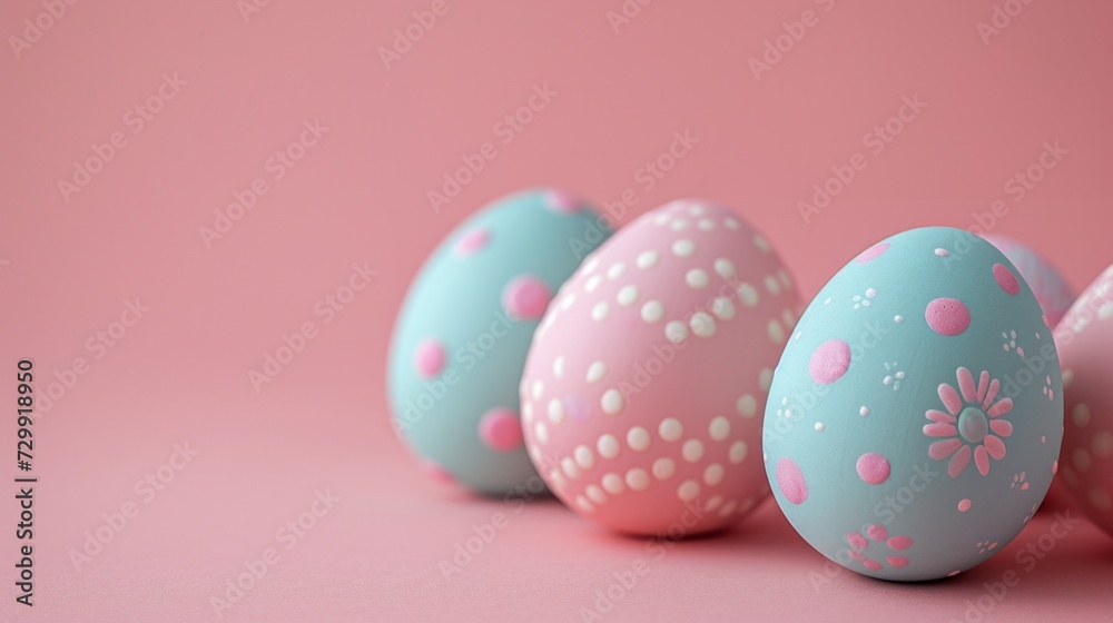Eggcellent Elegance: Intricately designed Easter eggs adorned with pastel patterns on a soft backdrop.