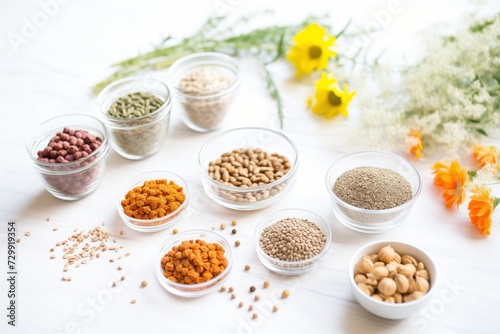 collection of plant-based protein sources like lentils  chickpeas
