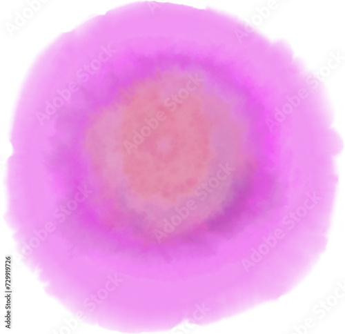 Runde Form aus rosa-orangefarbener Aquarellfarbe, mit viel Wasser gemalt - Isoliert auf transparentem Hintergrund, als Überlagerung und Designelement
