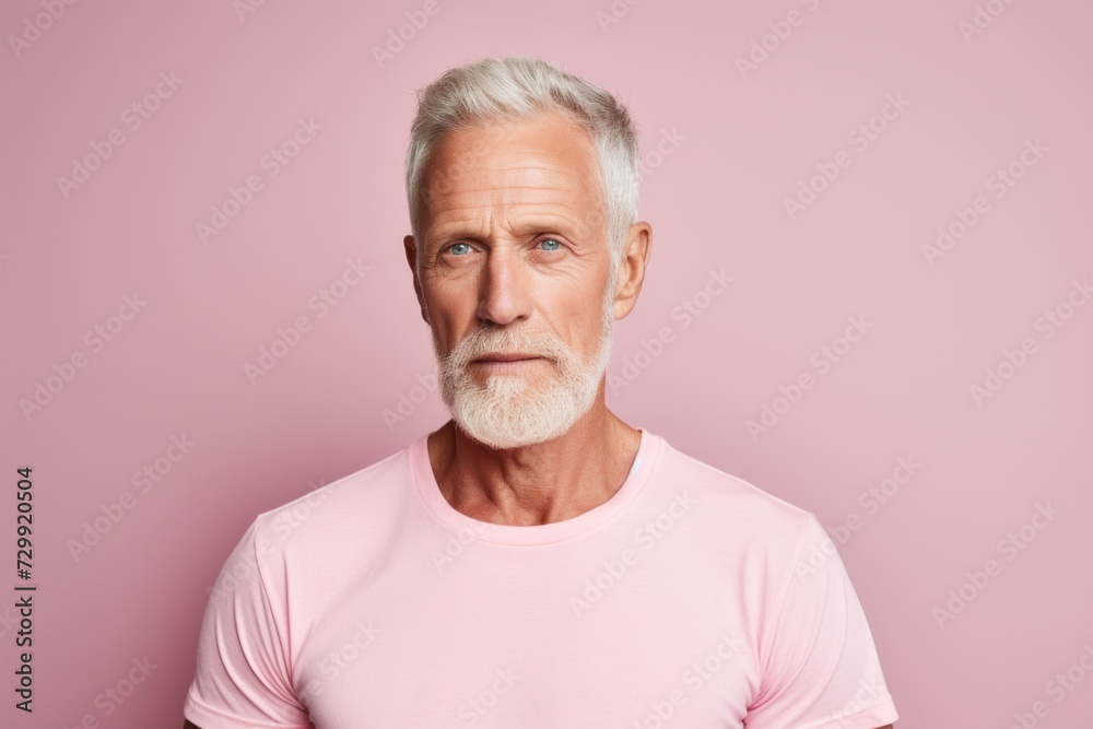 Portrait of a senior man with white beard on a pink background Portrait of a senior man with white beard on a pink background