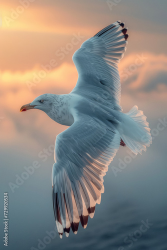 A vertical wildlife photo of a bird in flight, capturing the motion and sky in one frame. Concept of avian photography optimized for vertical presentation. Generative Ai. © Sebastian