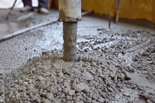 concrete flowing from pump to floor area