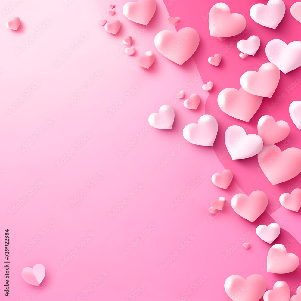 Pink square banner with hearts. Valentine's day concept background. For greeting card or product