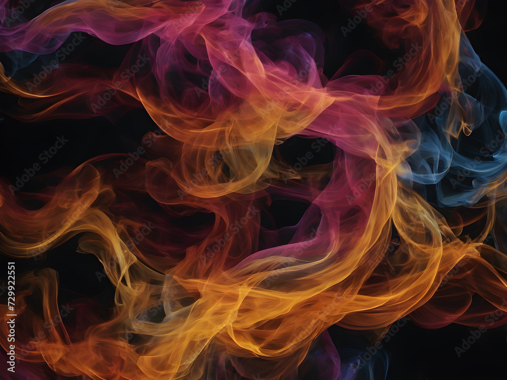 Abstract Smoke Background.  Exploring the Intersection of Smoke, Dense Fog, and Flames.