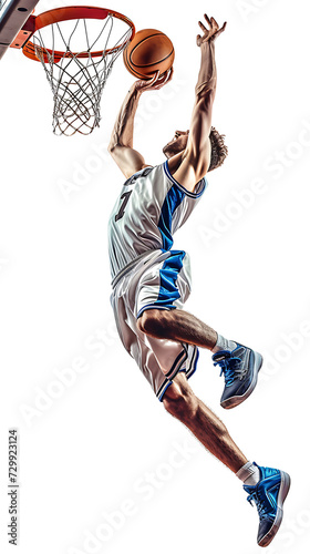 Dynamic basketball player in action with ball, illustration depicting sports athleticism. 