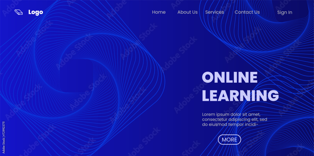 Online education landing page template. Abstract background for e-learning school web site