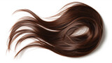 Brown hair in shape isolated on a white background, Long straight Wig hair style fly fall explosion