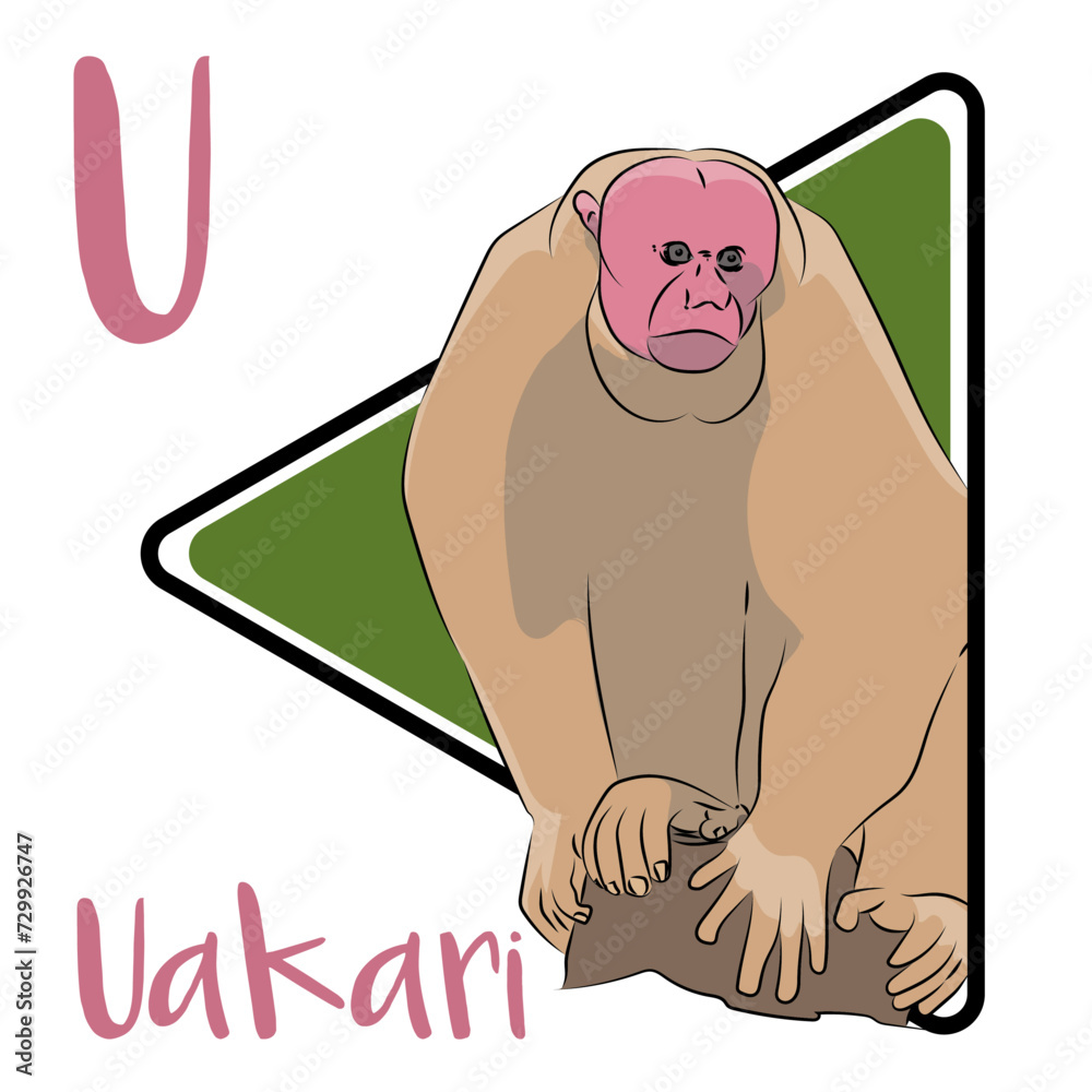 Obraz premium Uakari is a short-tailed South American monkey. Their bodies are covered with long, loose hair but their heads are bald. These monkeys have the most striking red facial skin of any primate.