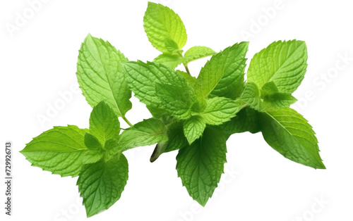 Fresh Mint Leaves, Creating a Refreshing Haven of Cool Greenness on a White or Clear Surface PNG Transparent Background.