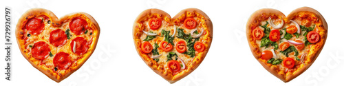 Heart-Shaped Pizzas Representing Love and Delicious Italian Cuisine