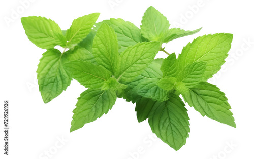 The Mint Leaves, Creating a Refreshing Haven of Cool Greenness on a White or Clear Surface PNG Transparent Background.