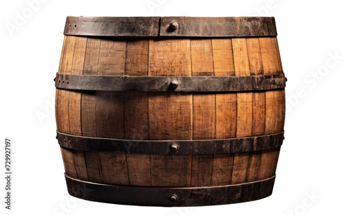 The Aged Patina of an Old Wooden Barrel, Silent Witness to the Years on a White or Clear Surface PNG Transparent Background.