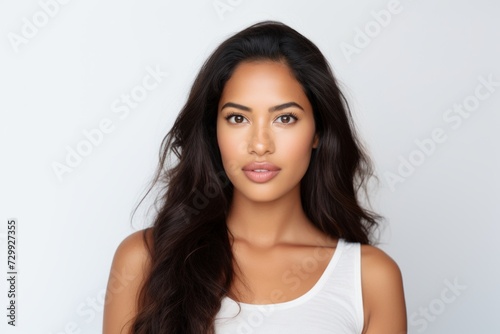 Portrait of a beautiful young asian woman with long healthy hair