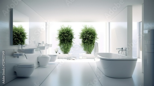Modern minimalist Bathroom architecture visualization  Luxury archviz