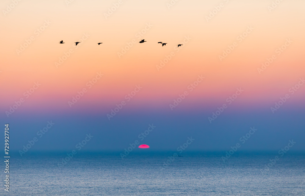 Sea sunrise landscape. rising sun Sea sunrise landscape. rising sun
