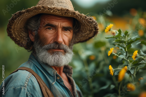 A natural image of a farmer from a rural background, depicting the authenticity of rural life. Concept of rural representation and agricultural lifestyles. Generative Ai.