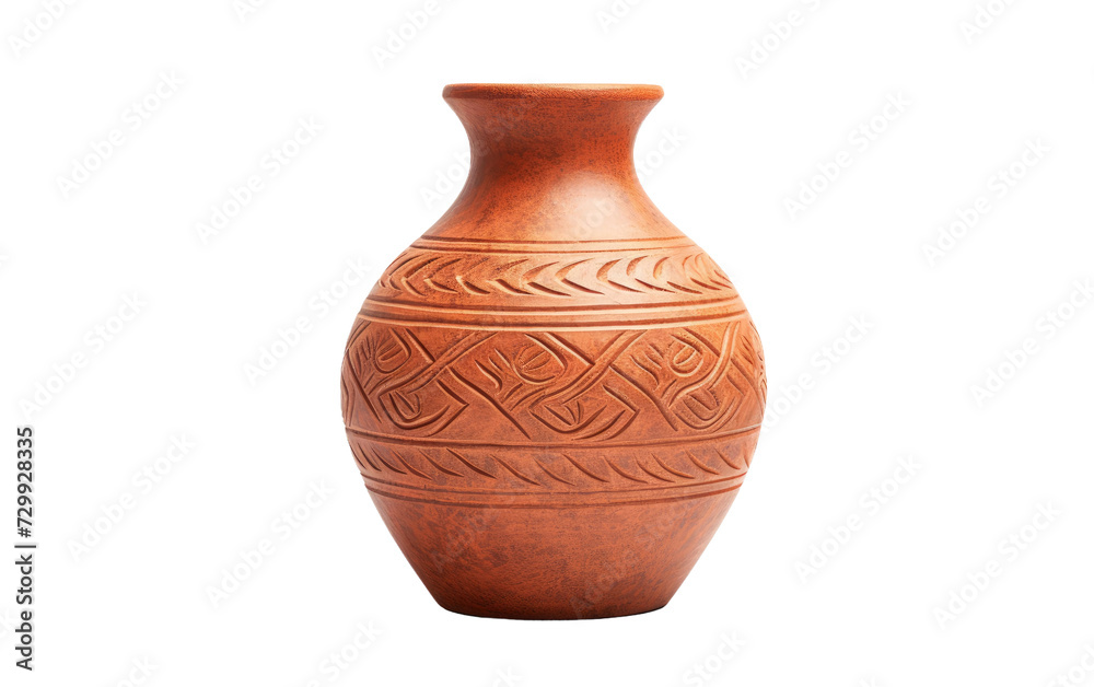 Elevate Your Floral Displays with a Rustic Pottery Vase, a Symbol of Time Honored Beauty on a White or Clear Surface PNG Transparent Background.