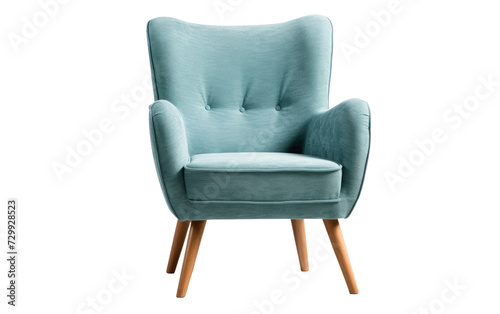 Relax in Style on a Fabric Accent Chair Featuring Chic Wooden Legs on a White or Clear Surface PNG Transparent Background.