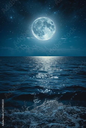 Moonlit Seascape: Silver and indigo shades blend, conjuring the tranquility of a moonlit seascape under a starry sky.