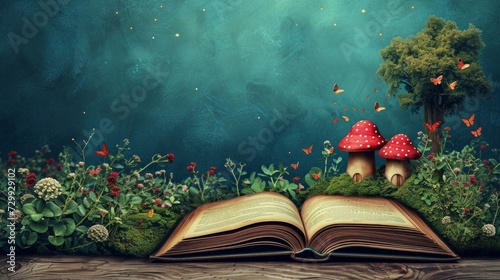 Reading Wonderland: Whimsical book illustrations and fantasy elements inspire...