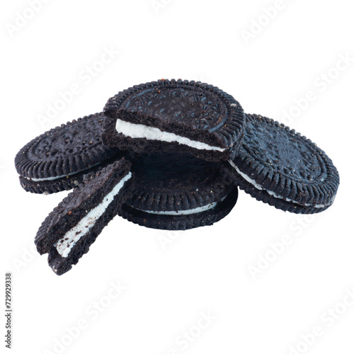 Chocolate sandwich cookies isolated transparent