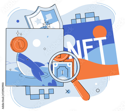 NFT vector illustration. The crypto market offers opportunities for both short term trading and long term investment strategies Nonfungible tokens have created digital marketplace where unique digital