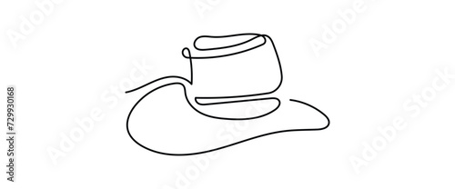 cowboy hat continuous one line drawing minimalism design isolated on white background.