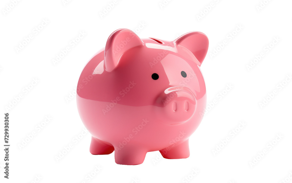 The Financial Goals with the Adorable Pink Piggy Bank on a White or Clear Surface PNG Transparent Background.