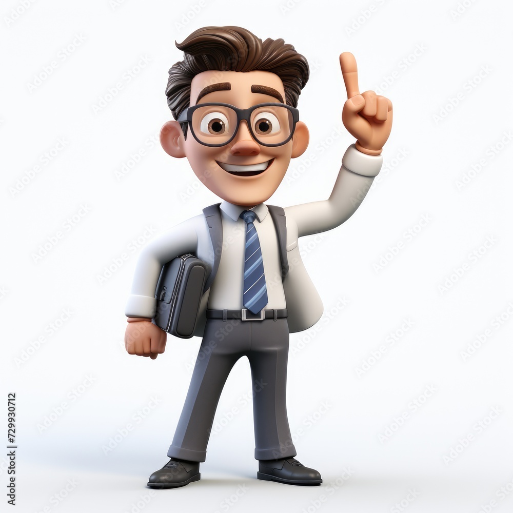 3D Cartoon Character: Businessman on White