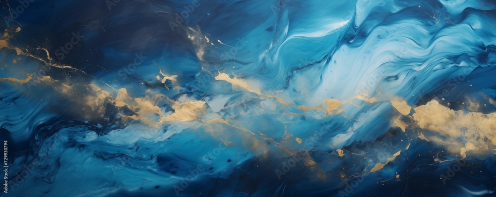 Abstract blue marble texture with gold splashes, blue luxury background Abstract blue marble texture with gold splashes, blue luxury background