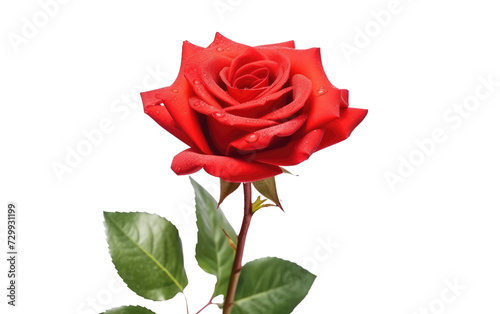 The Symbolic Splendor of a Deep Red Rose, Whispers of Romance on a White or Clear Surface PNG Transparent Background.