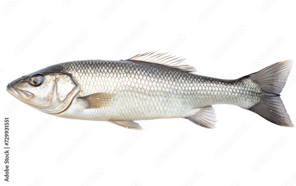 Beauty of Seabass Fish, a Gastronomic Delight from the Deep Blue on a White or Clear Surface PNG Transparent Background. Beauty of Seabass Fish, a Gastronomic Delight from the Deep Blue on a White or Clear Surface PNG Transparent Background.