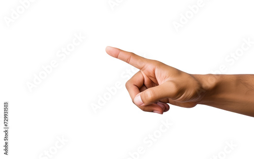 The Male Hand Pointing Finger Steers Attention with Focused Purpose on a White or Clear Surface PNG Transparent Background.